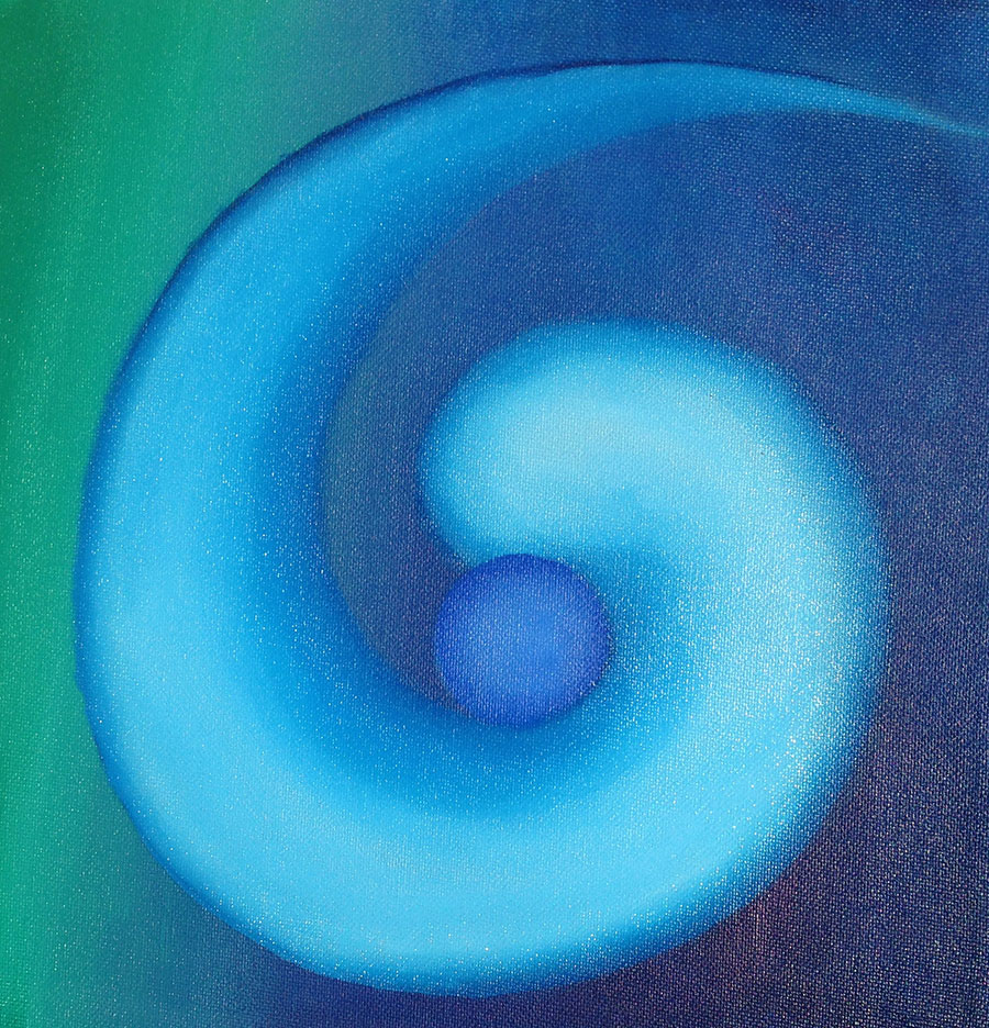 blue spiral on green/blue background